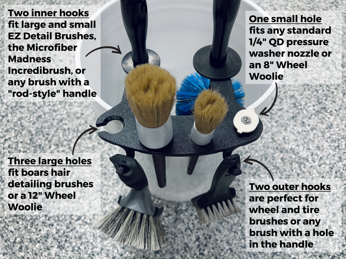BucketCaddy - Wheel, Tire, & Detailing Brush Organizer for 5-gallon and 6-gallon Car Wash Buckets