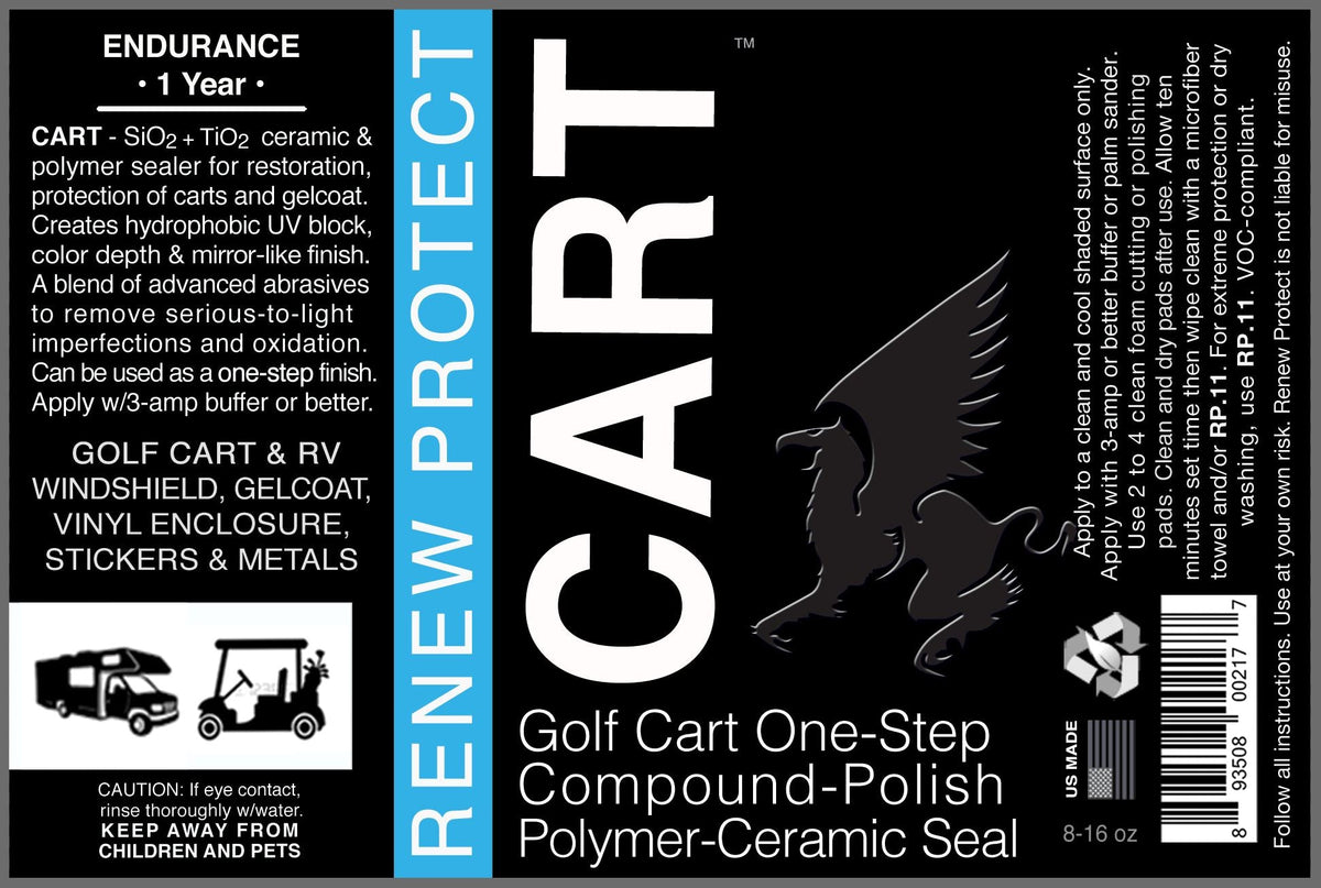 GOLF CART & RV - Ceramic-Hybrid Compound, Polish, Sealer ONE-STEP for Golf Carts, RVs, UTV, ATV - Panels & Clear Acrylic Windscreens